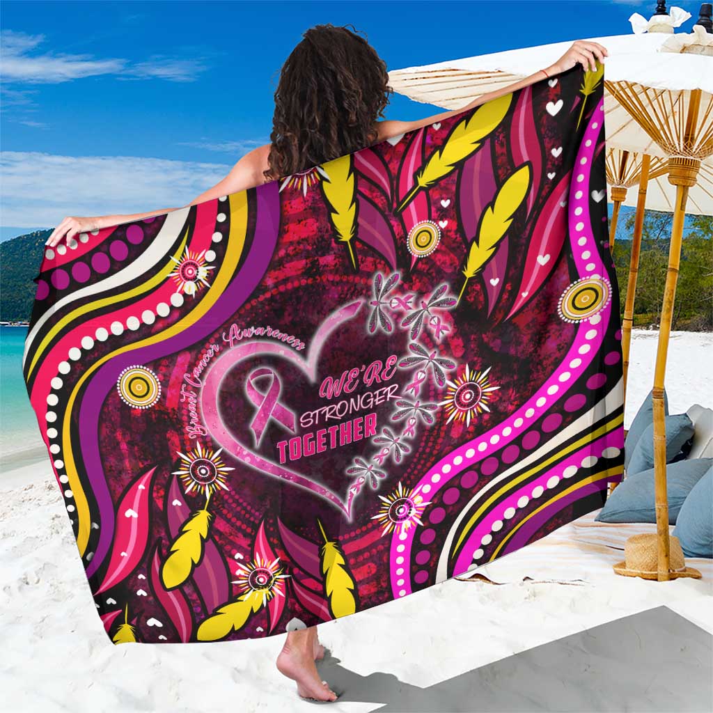 Breast Cancer Dragonfly Aboriginal Sarong We're Stronger Together