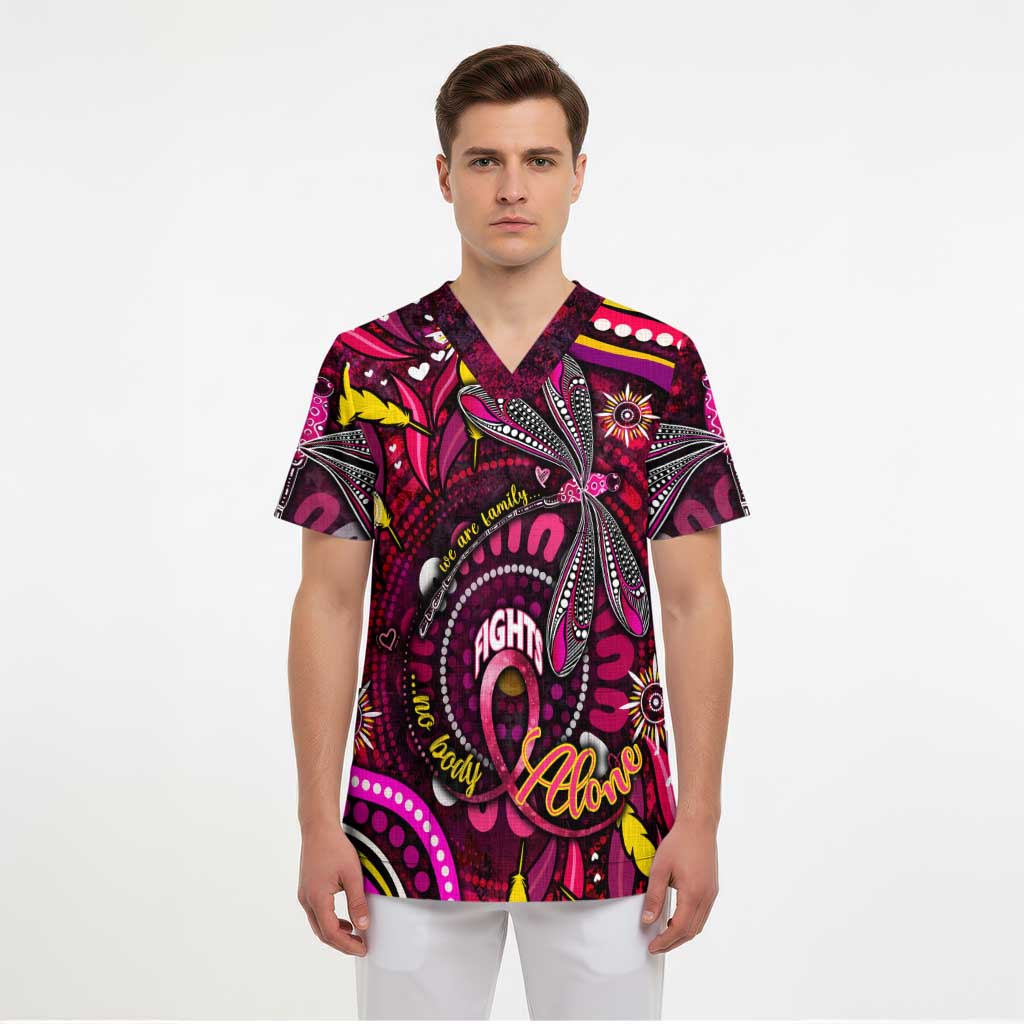 Breast Cancer Dragonfly Aboriginal Scrub Top We're Stronger Together - Aussie Hoodie