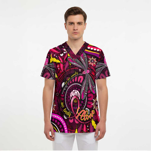 Breast Cancer Dragonfly Aboriginal Scrub Top We're Stronger Together - Aussie Hoodie