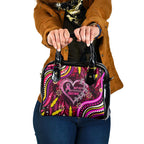 Breast Cancer Dragonfly Aboriginal Shoulder Handbag We're Stronger Together