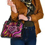 Breast Cancer Dragonfly Aboriginal Shoulder Handbag We're Stronger Together
