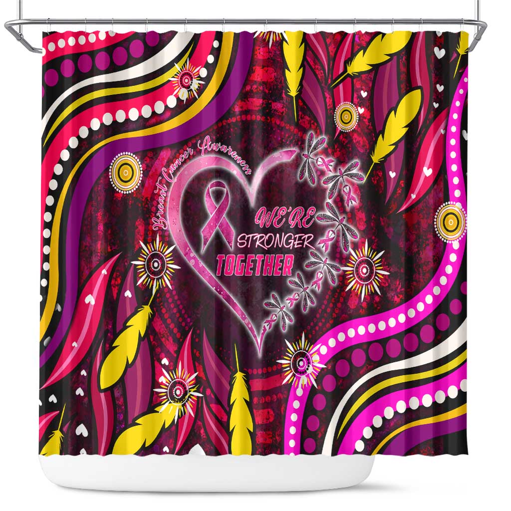 Breast Cancer Dragonfly Aboriginal Shower Curtain We're Stronger Together