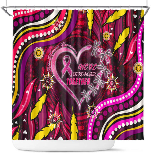 Breast Cancer Dragonfly Aboriginal Shower Curtain We're Stronger Together