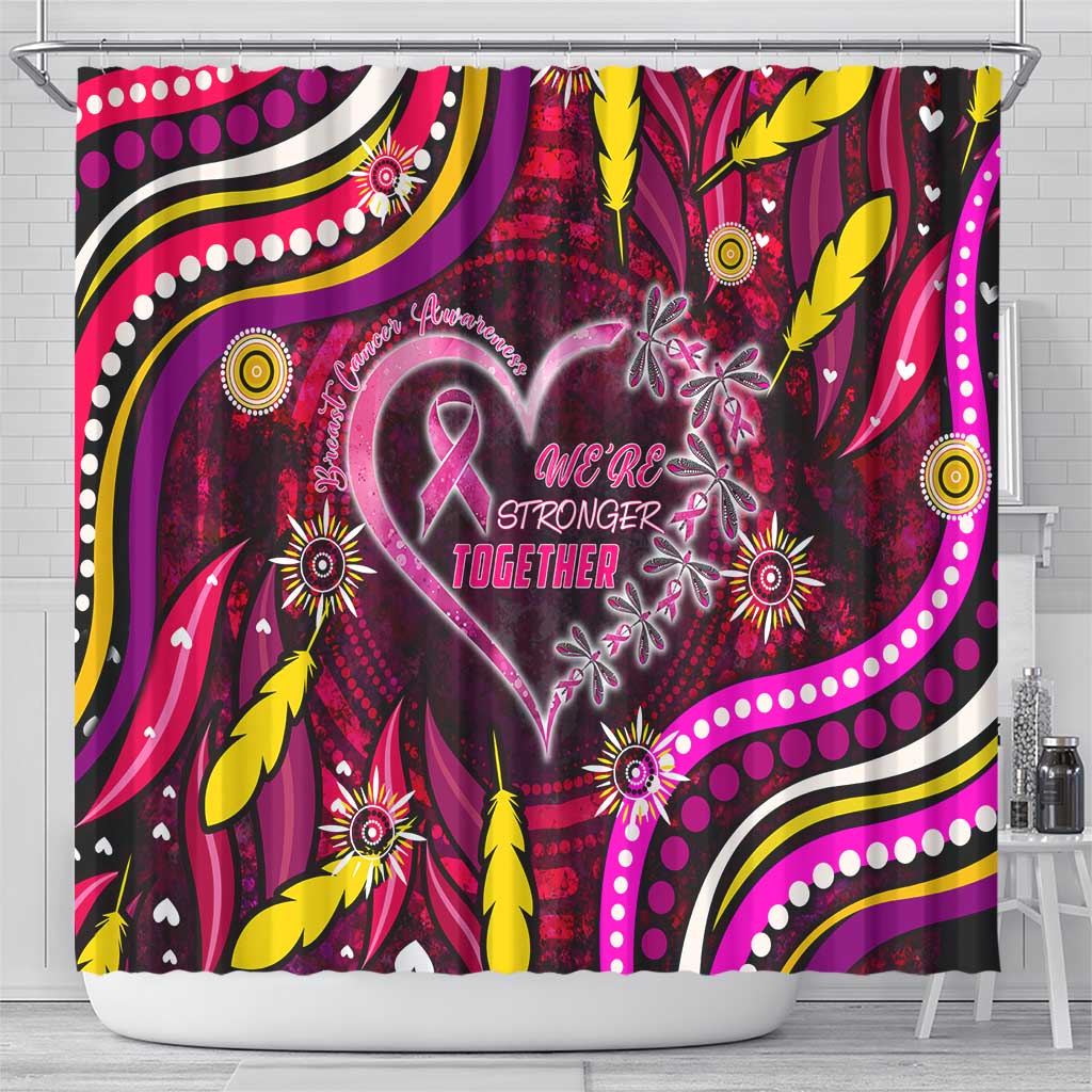 Breast Cancer Dragonfly Aboriginal Shower Curtain We're Stronger Together