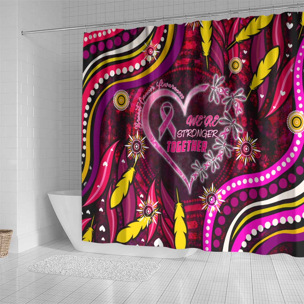 Breast Cancer Dragonfly Aboriginal Shower Curtain We're Stronger Together