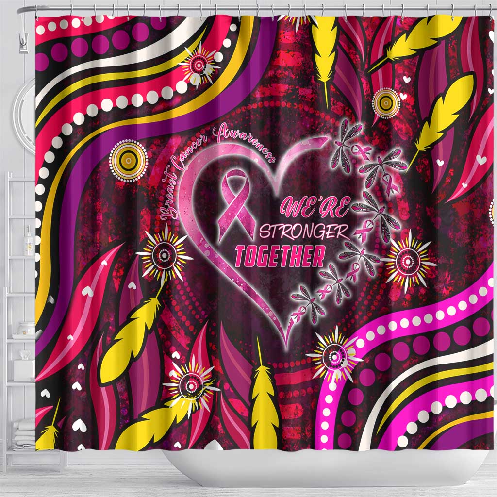 Breast Cancer Dragonfly Aboriginal Shower Curtain We're Stronger Together