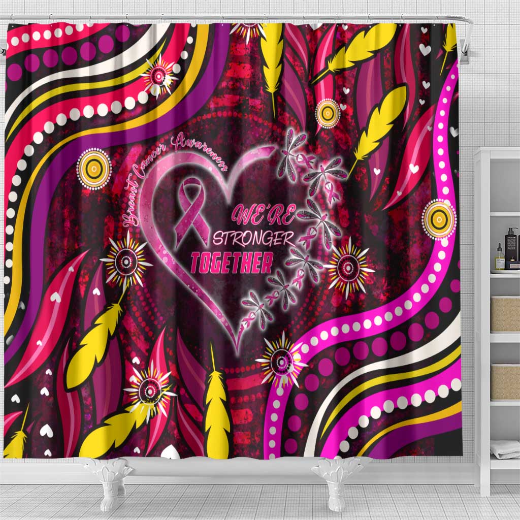 Breast Cancer Dragonfly Aboriginal Shower Curtain We're Stronger Together