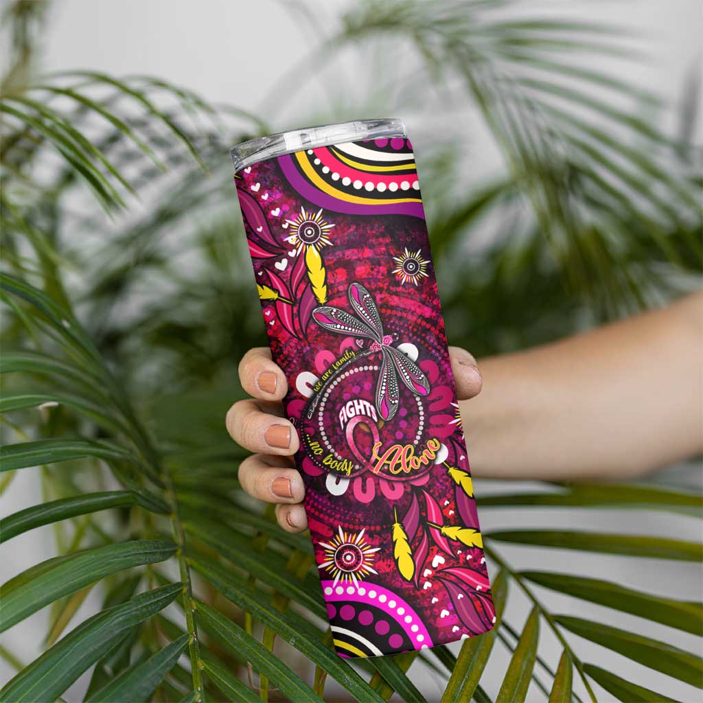 Breast Cancer Dragonfly Aboriginal Skinny Tumbler We're Stronger Together