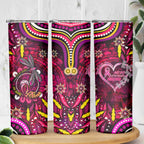 Breast Cancer Dragonfly Aboriginal Skinny Tumbler We're Stronger Together