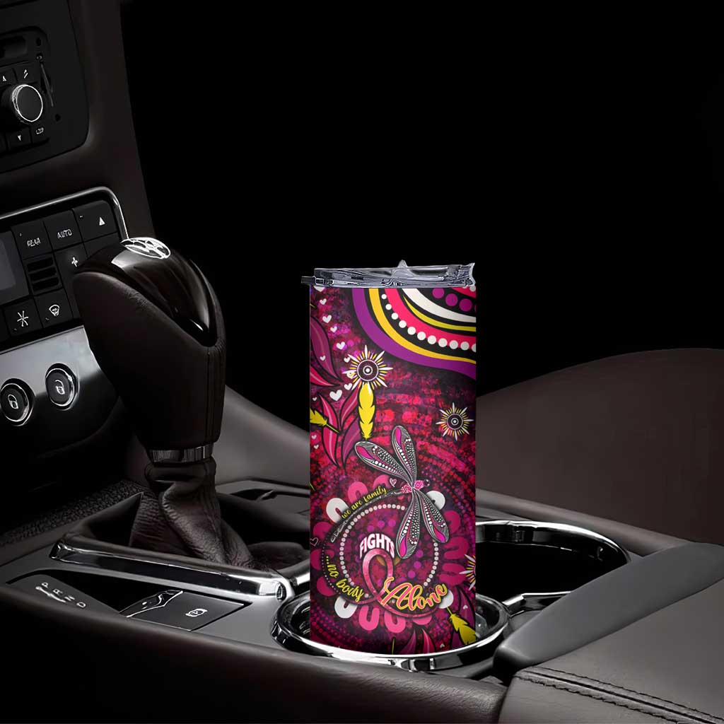 Breast Cancer Dragonfly Aboriginal Skinny Tumbler We're Stronger Together