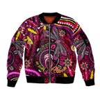 Breast Cancer Dragonfly Aboriginal Sleeve Zip Bomber Jacket We're Stronger Together