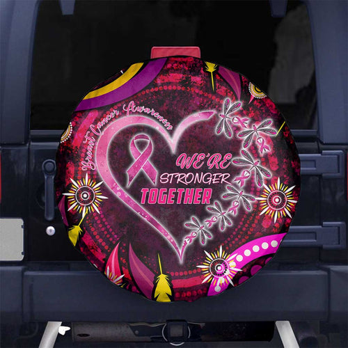 Breast Cancer Dragonfly Aboriginal Spare Tire Cover We're Stronger Together