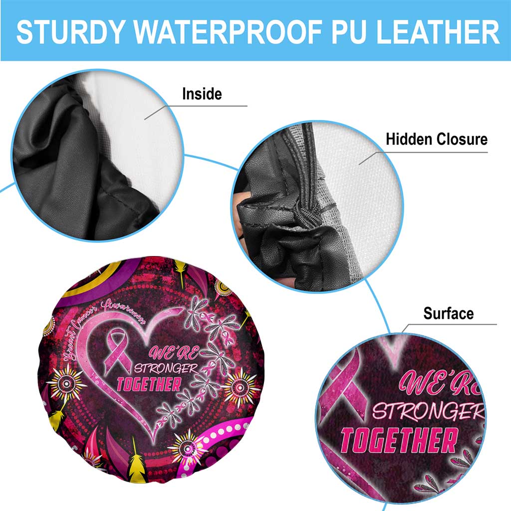 Breast Cancer Dragonfly Aboriginal Spare Tire Cover We're Stronger Together