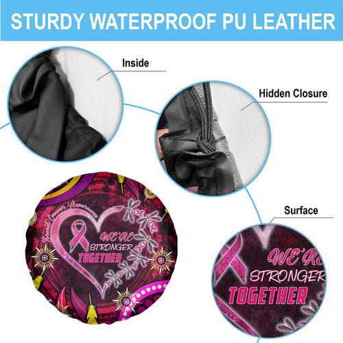Breast Cancer Dragonfly Aboriginal Spare Tire Cover We're Stronger Together