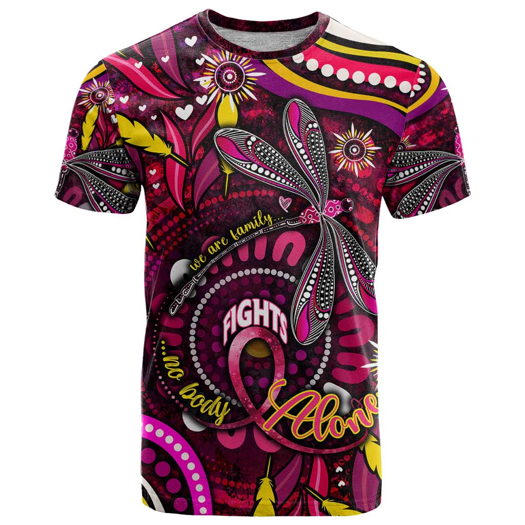 Breast Cancer Dragonfly Aboriginal T Shirt We're Stronger Together