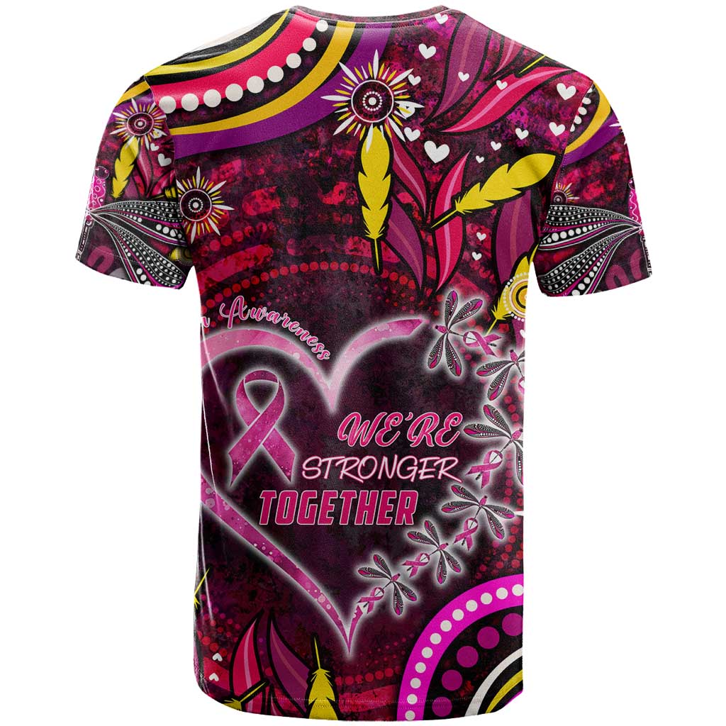 Breast Cancer Dragonfly Aboriginal T Shirt We're Stronger Together
