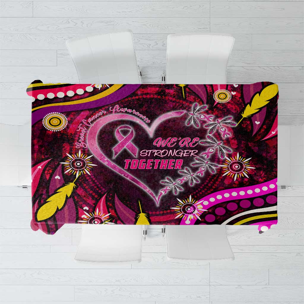 Breast Cancer Dragonfly Aboriginal Tablecloth We're Stronger Together