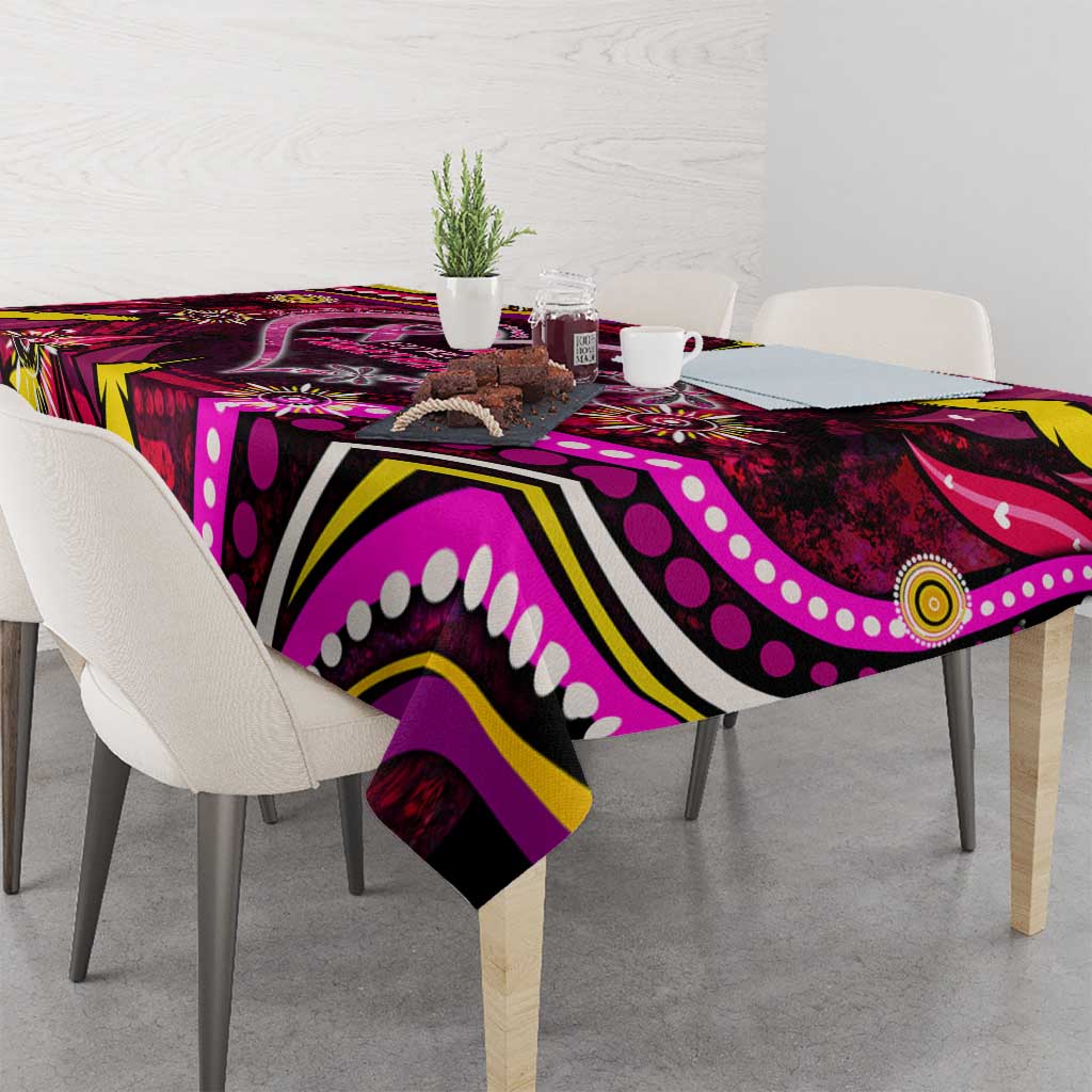 Breast Cancer Dragonfly Aboriginal Tablecloth We're Stronger Together