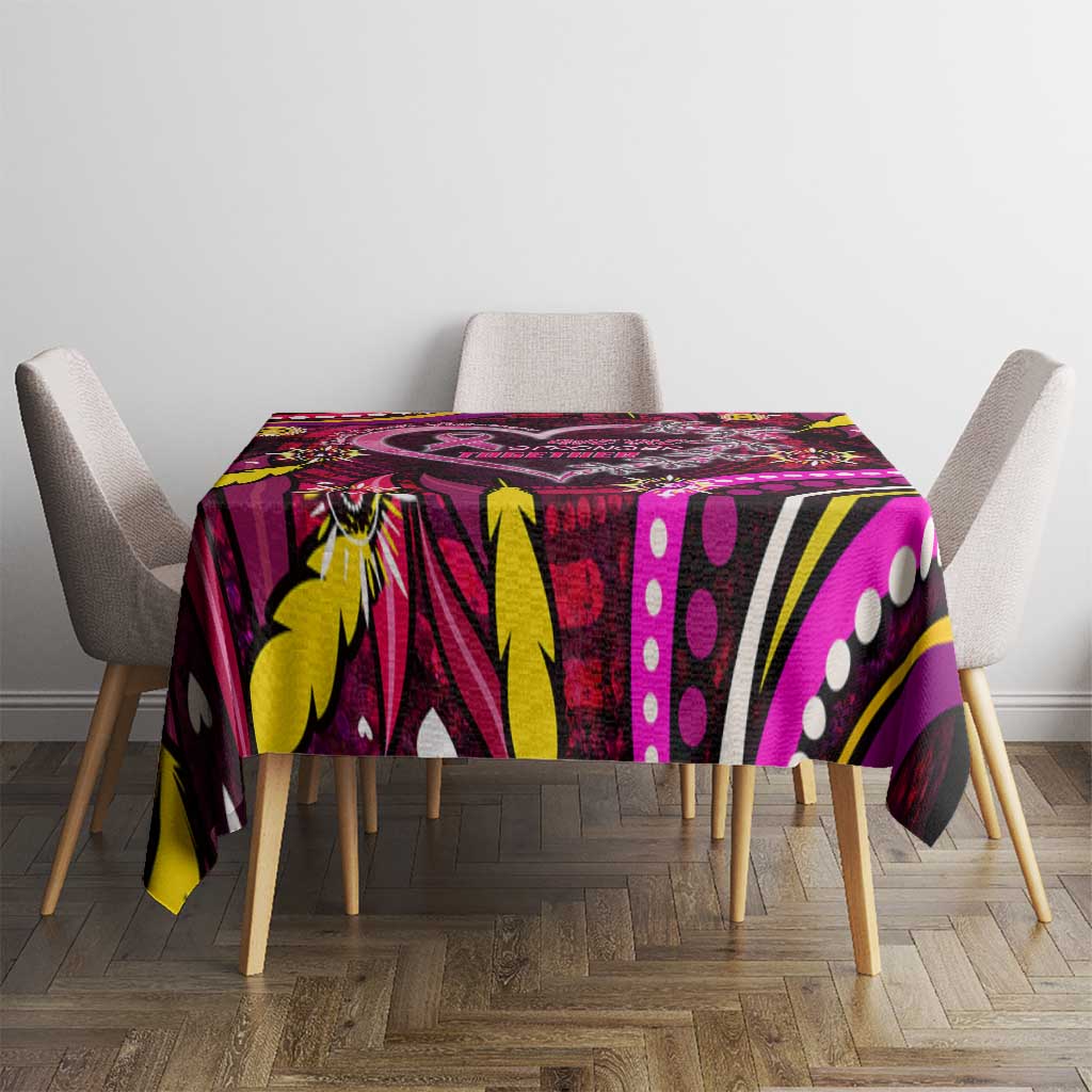 Breast Cancer Dragonfly Aboriginal Tablecloth We're Stronger Together