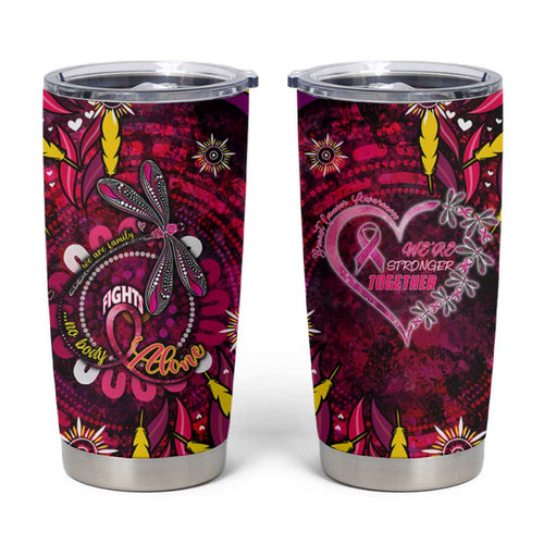Breast Cancer Dragonfly Aboriginal Tumbler Cup We're Stronger Together