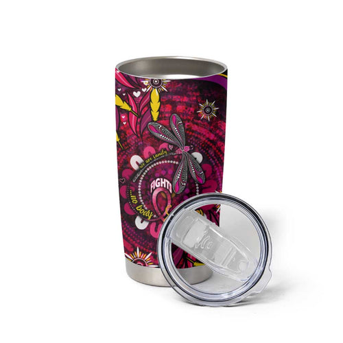 Breast Cancer Dragonfly Aboriginal Tumbler Cup We're Stronger Together