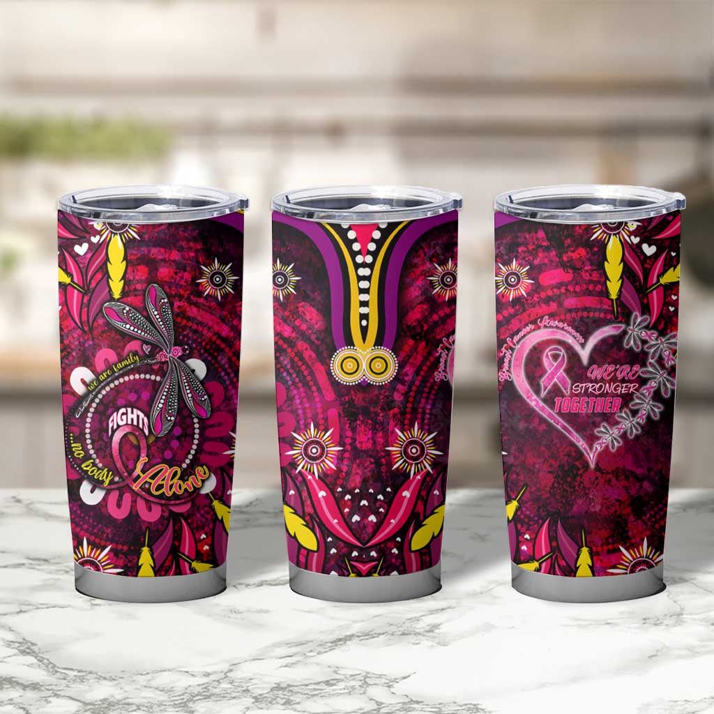 Breast Cancer Dragonfly Aboriginal Tumbler Cup We're Stronger Together