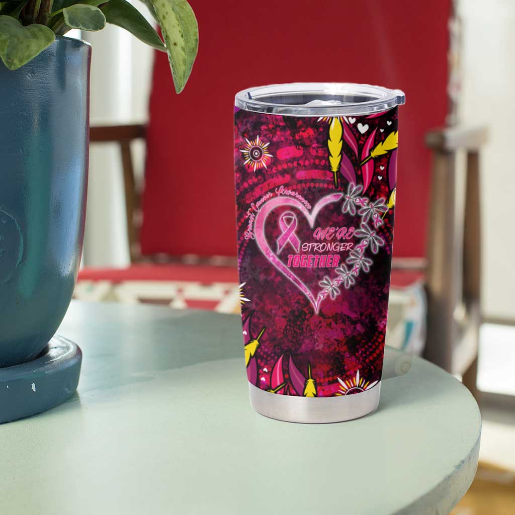 Breast Cancer Dragonfly Aboriginal Tumbler Cup We're Stronger Together