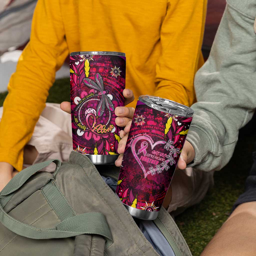 Breast Cancer Dragonfly Aboriginal Tumbler Cup We're Stronger Together