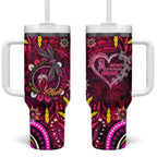 Breast Cancer Dragonfly Aboriginal Tumbler With Handle We're Stronger Together