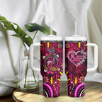 Breast Cancer Dragonfly Aboriginal Tumbler With Handle We're Stronger Together