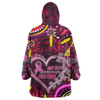 Breast Cancer Dragonfly Aboriginal Wearable Blanket Hoodie We're Stronger Together