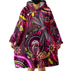 Breast Cancer Dragonfly Aboriginal Wearable Blanket Hoodie We're Stronger Together