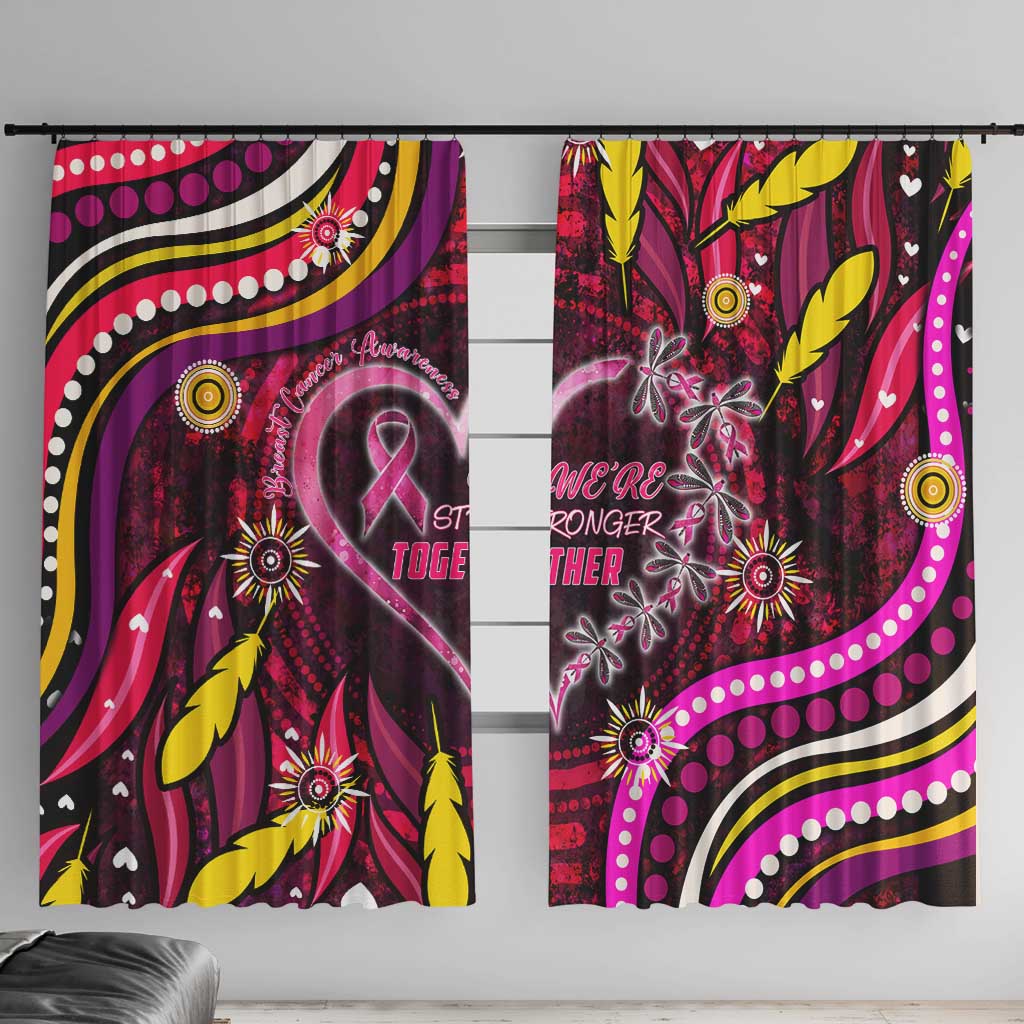 Breast Cancer Dragonfly Aboriginal Window Curtain We're Stronger Together
