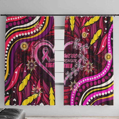 Breast Cancer Dragonfly Aboriginal Window Curtain We're Stronger Together