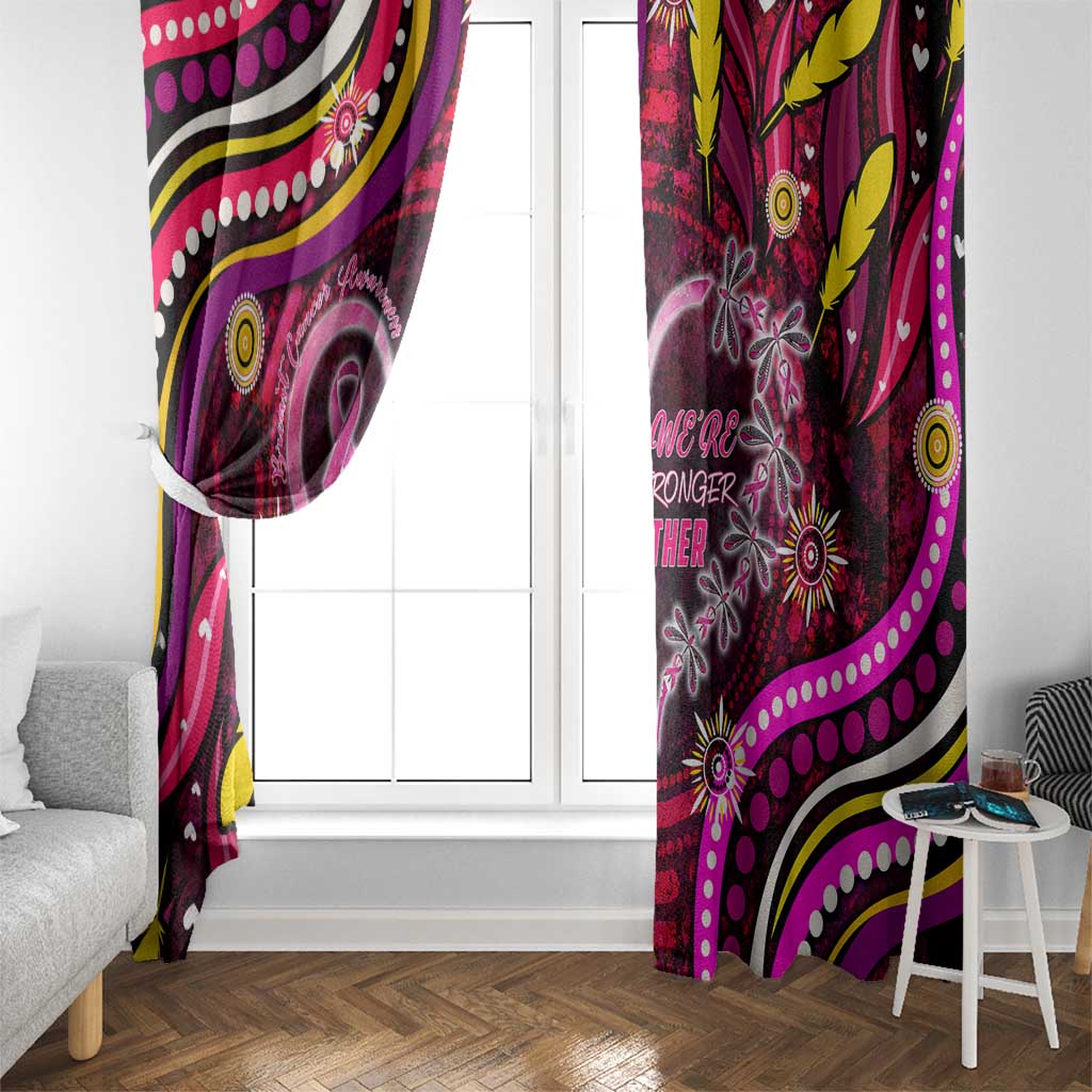 Breast Cancer Dragonfly Aboriginal Window Curtain We're Stronger Together
