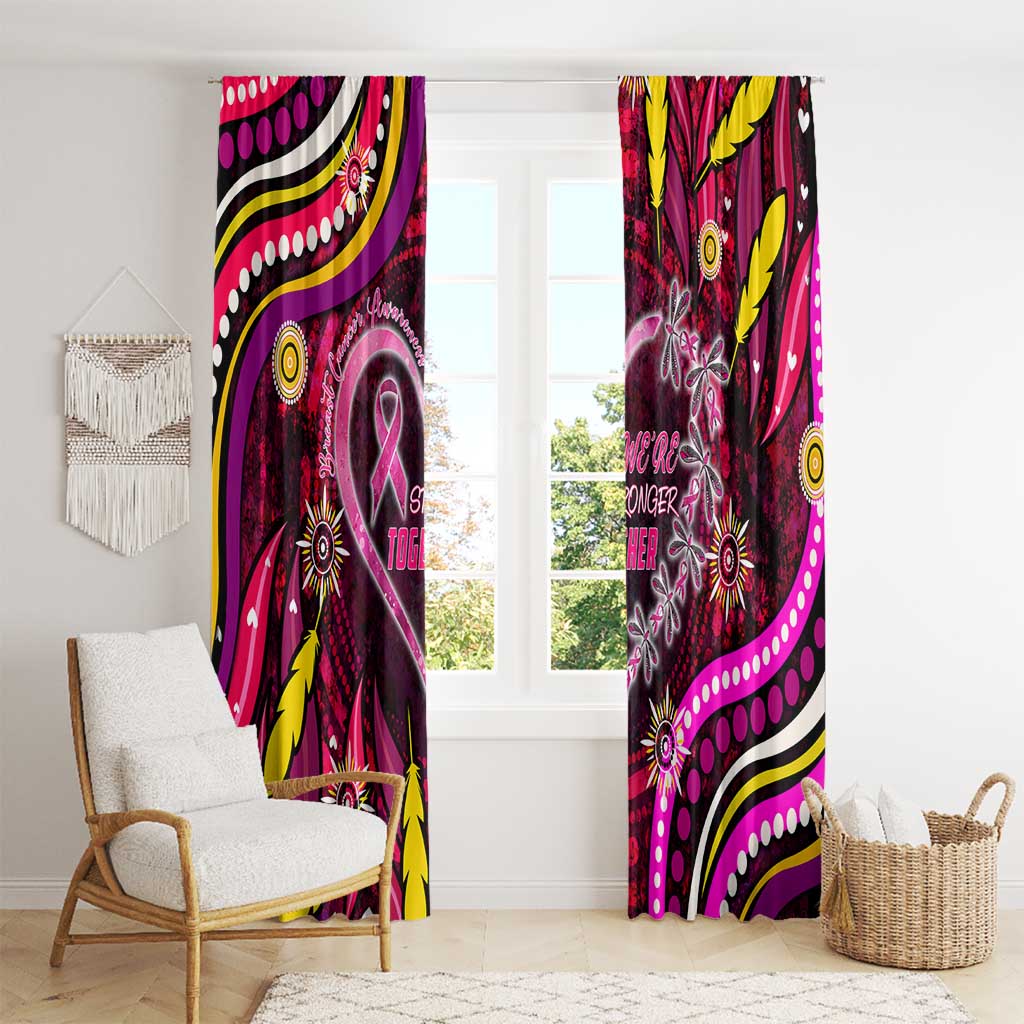 Breast Cancer Dragonfly Aboriginal Window Curtain We're Stronger Together