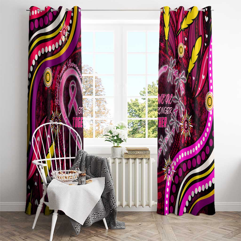 Breast Cancer Dragonfly Aboriginal Window Curtain We're Stronger Together