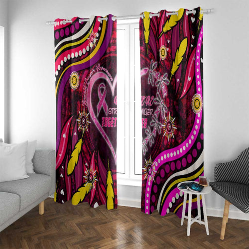 Breast Cancer Dragonfly Aboriginal Window Curtain We're Stronger Together