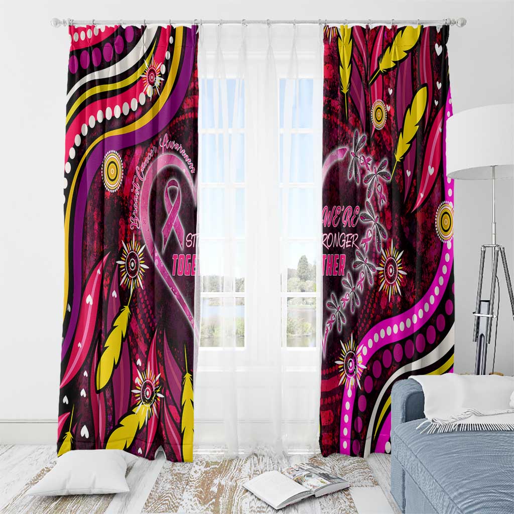 Breast Cancer Dragonfly Aboriginal Window Curtain We're Stronger Together