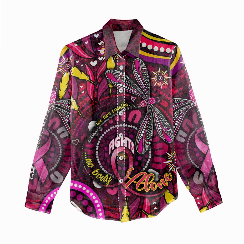 Breast Cancer Dragonfly Aboriginal Women Casual Shirt We're Stronger Together