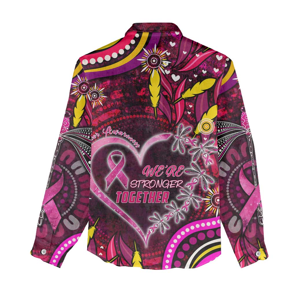 Breast Cancer Dragonfly Aboriginal Women Casual Shirt We're Stronger Together