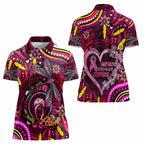 Breast Cancer Dragonfly Aboriginal Women Polo Shirt We're Stronger Together