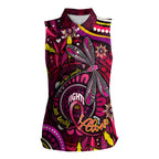 Breast Cancer Dragonfly Aboriginal Women Sleeveless Polo Shirt We're Stronger Together