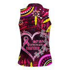 Breast Cancer Dragonfly Aboriginal Women Sleeveless Polo Shirt We're Stronger Together