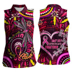 Breast Cancer Dragonfly Aboriginal Women Sleeveless Polo Shirt We're Stronger Together