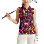 Breast Cancer Dragonfly Aboriginal Women Sleeveless Polo Shirt We're Stronger Together
