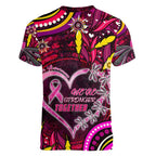 Breast Cancer Dragonfly Aboriginal Women V-Neck T-Shirt We're Stronger Together