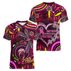 Breast Cancer Dragonfly Aboriginal Women V-Neck T-Shirt We're Stronger Together