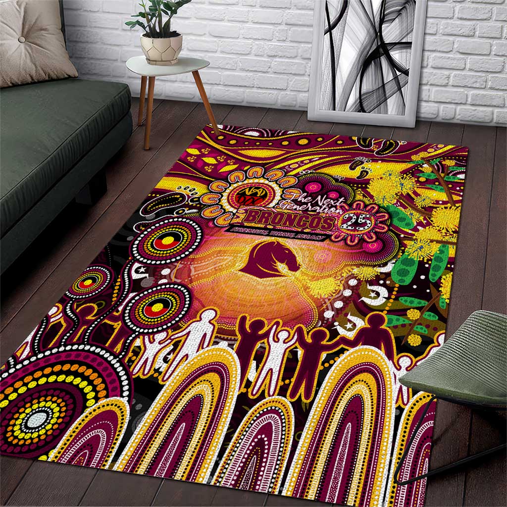 NAIDOC Week 2025 Broncos Rugby Area Rug Aboriginal Dot Painting