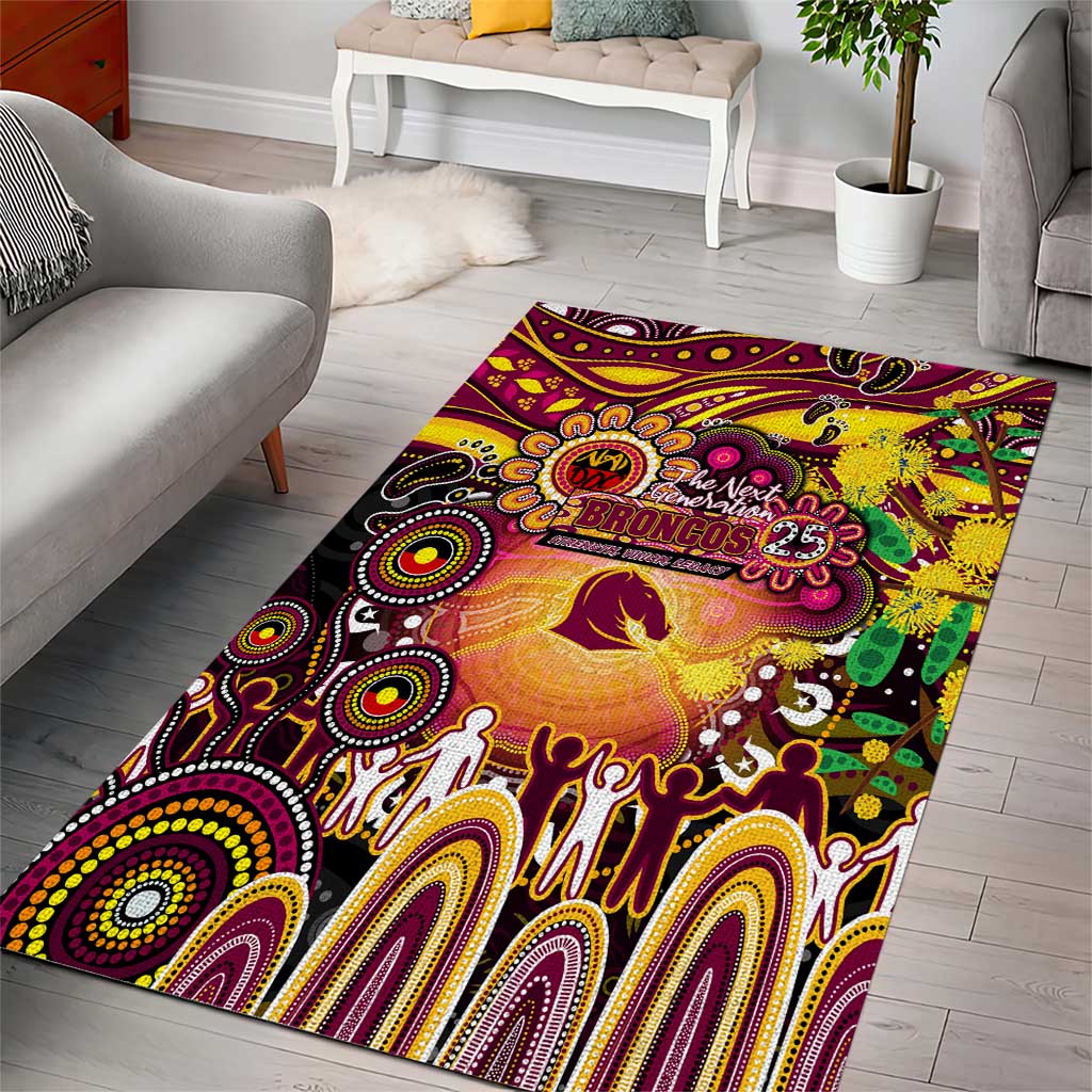 NAIDOC Week 2025 Broncos Rugby Area Rug Aboriginal Dot Painting